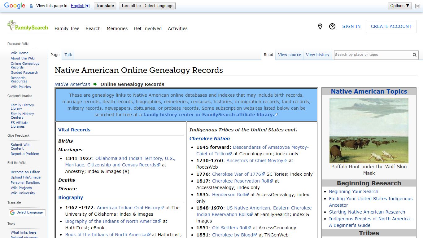 Native American Online Genealogy Records • FamilySearch